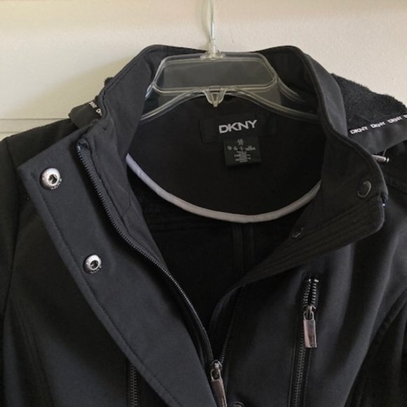DKNY Women's Black rain jacket XS lined nice condition - Picture 3 of 8